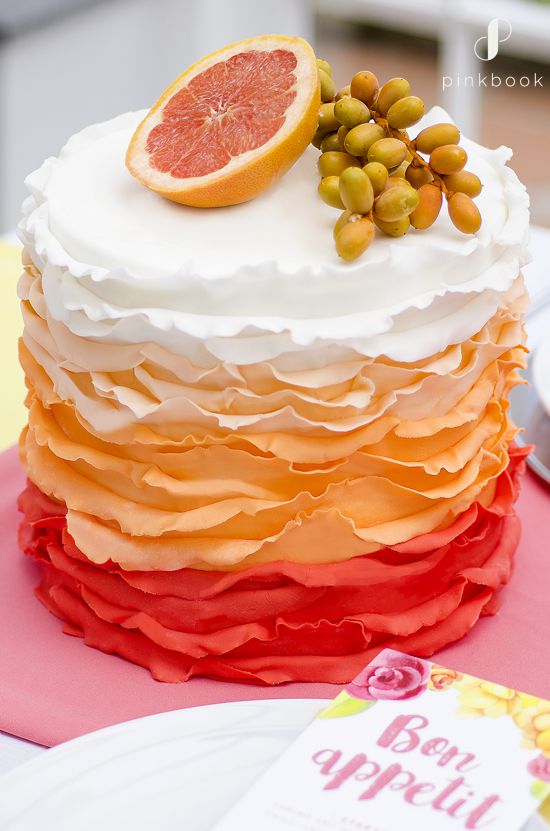 Grapefruit Orange Ombre Wedding Cake