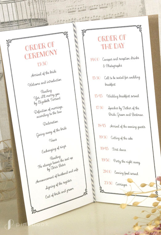 Wedding Order of Ceremony Booklet