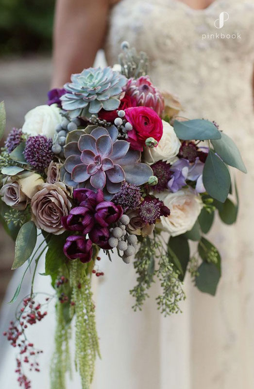 Unique Wedding Bouquet with Succulents